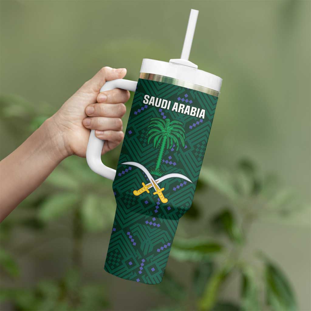 Custom Saudi Arabia Football Tumbler With Handle 2026 Arabian Falcons Sporty Version - Wonder Print Shop