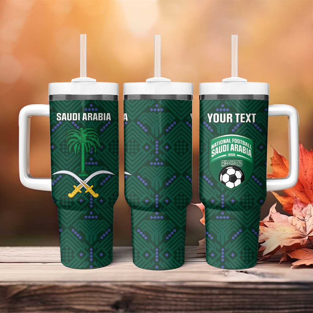 Custom Saudi Arabia Football Tumbler With Handle 2026 Arabian Falcons Sporty Version - Wonder Print Shop