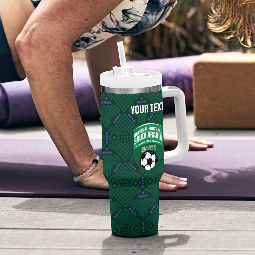 Custom Saudi Arabia Football Tumbler With Handle 2026 Arabian Falcons Sporty Version - Wonder Print Shop