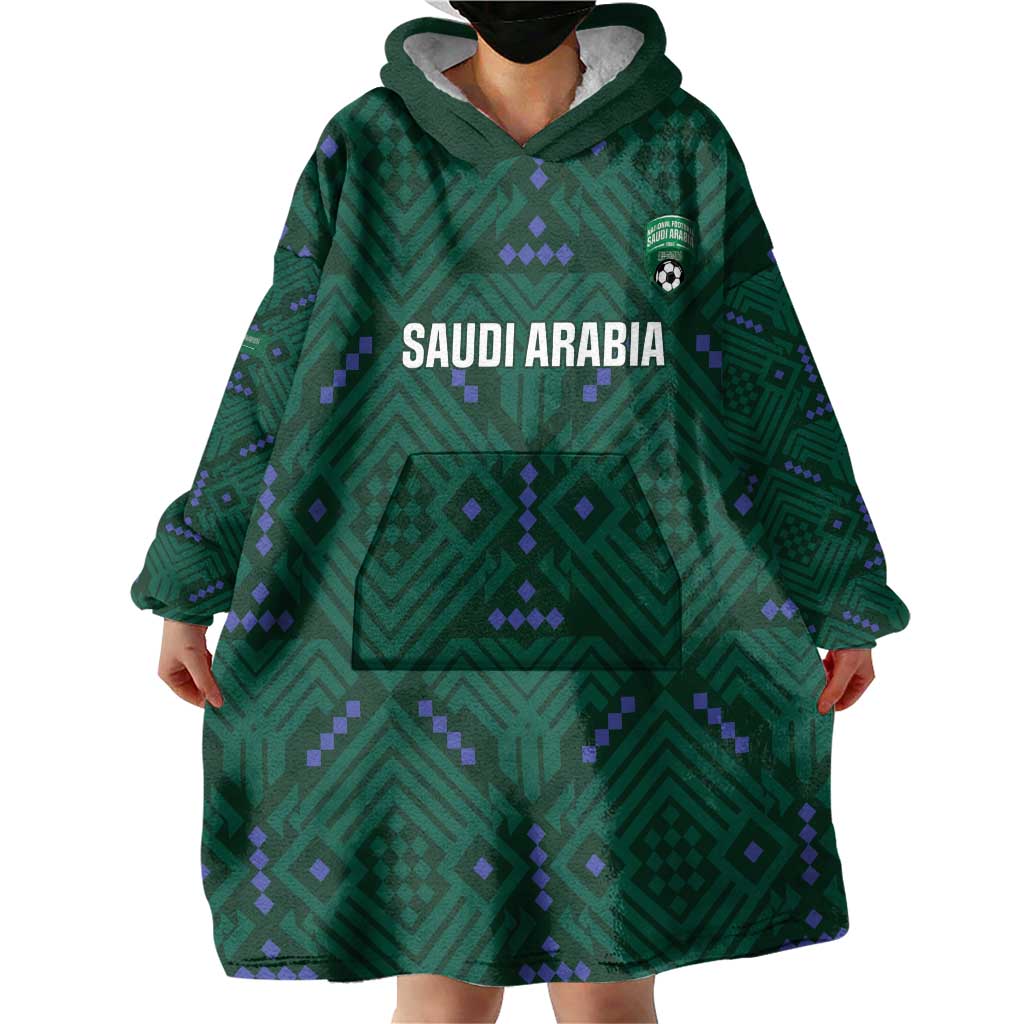 Custom Saudi Arabia Football Wearable Blanket Hoodie 2026 Arabian Falcons Sporty Version - Wonder Print Shop