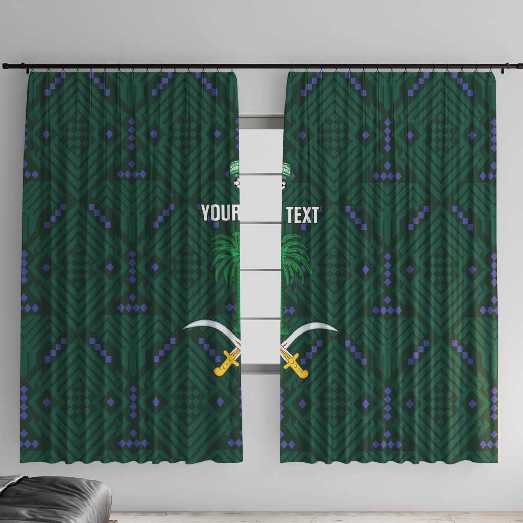 Custom Saudi Arabia Football Window Curtain 2026 Arabian Falcons Sporty Version - Wonder Print Shop