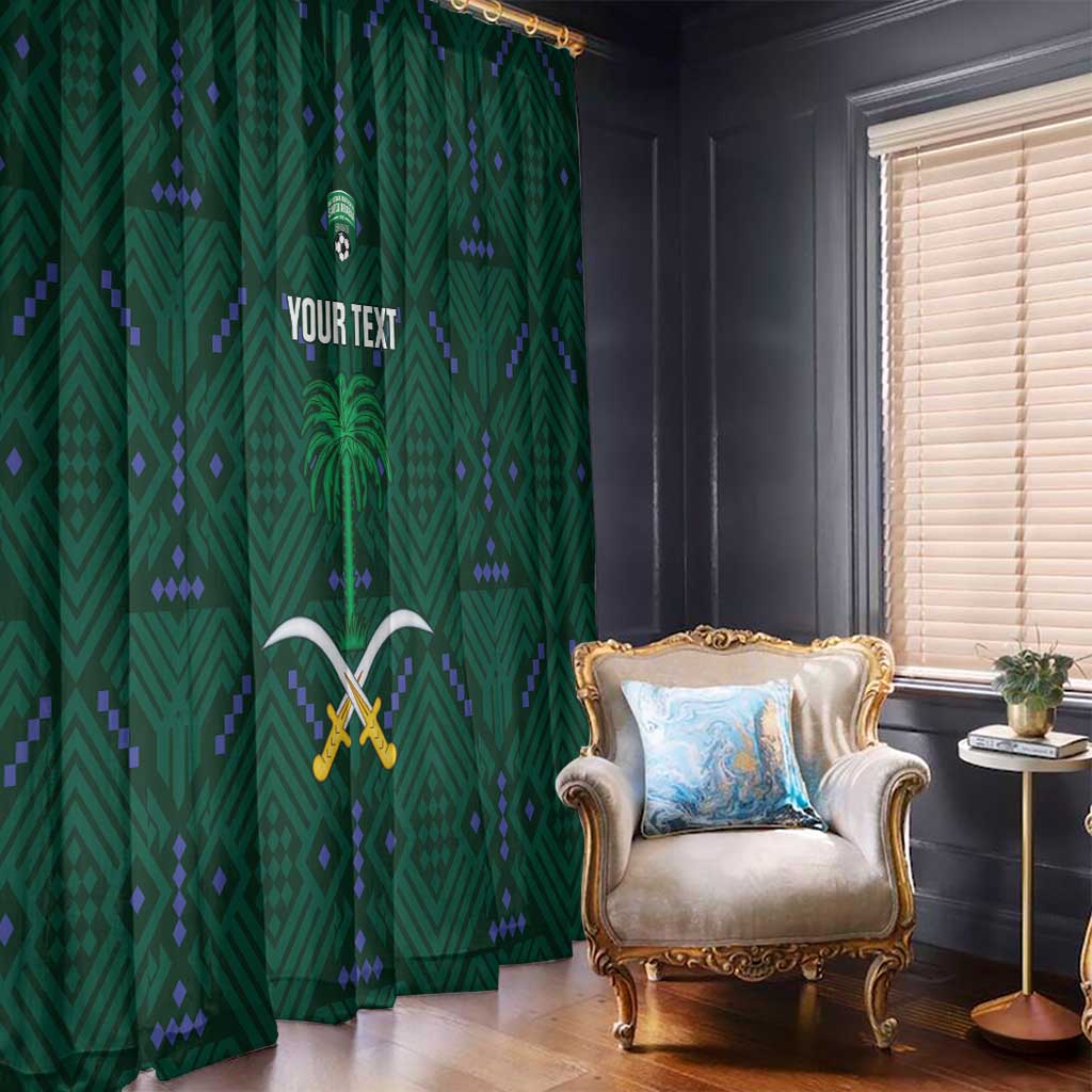 Custom Saudi Arabia Football Window Curtain 2026 Arabian Falcons Sporty Version - Wonder Print Shop