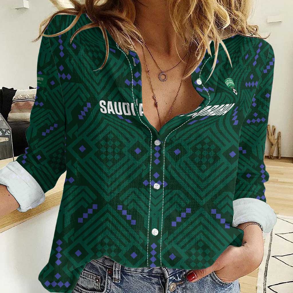 Custom Saudi Arabia Football Women Casual Shirt 2026 Arabian Falcons Sporty Version - Wonder Print Shop