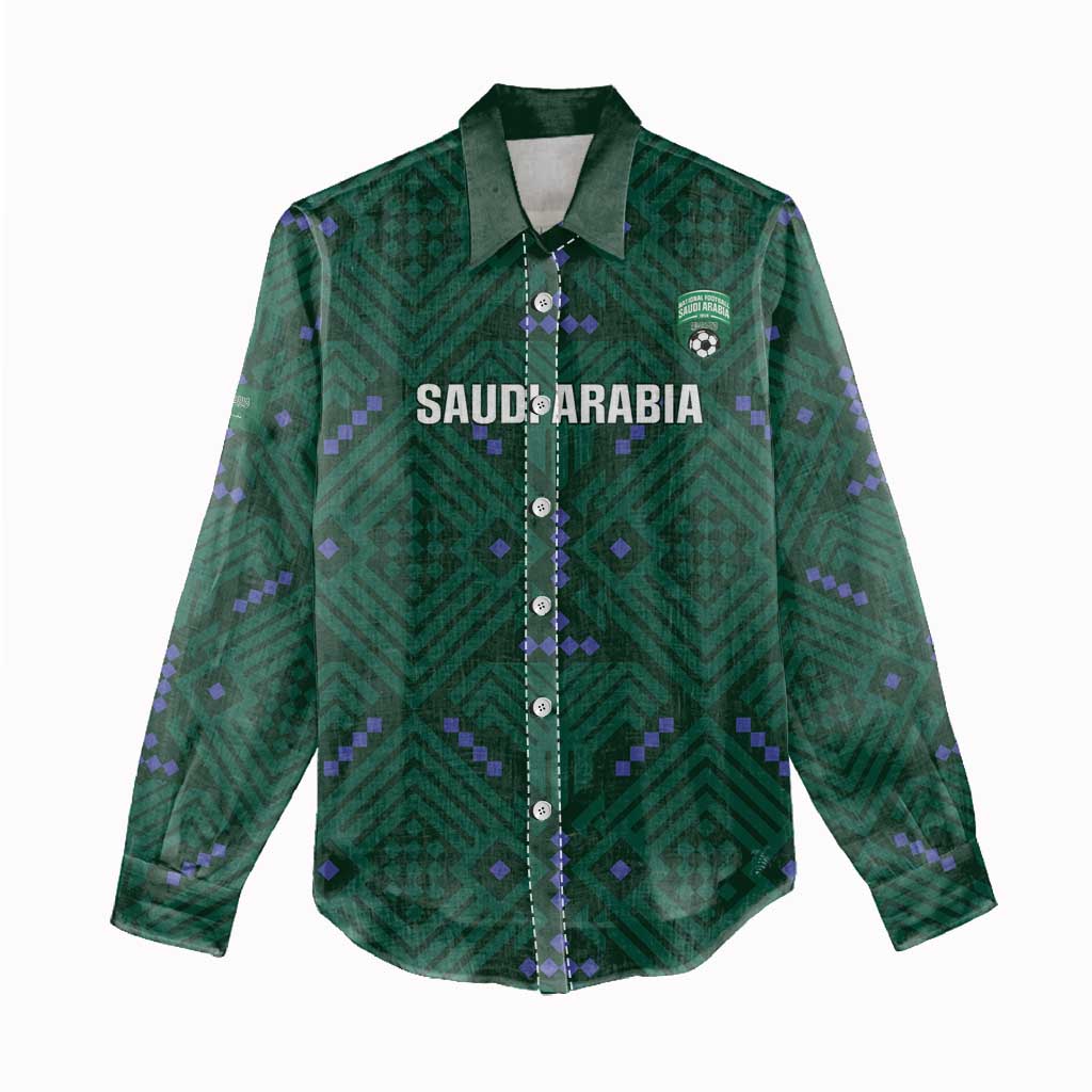 Custom Saudi Arabia Football Women Casual Shirt 2026 Arabian Falcons Sporty Version - Wonder Print Shop