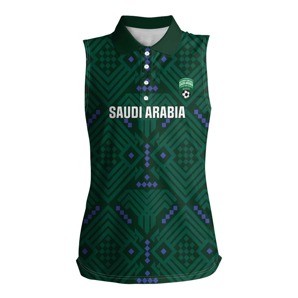 Custom Saudi Arabia Football Women Sleeveless Polo Shirt 2026 Arabian Falcons Sporty Version - Wonder Print Shop