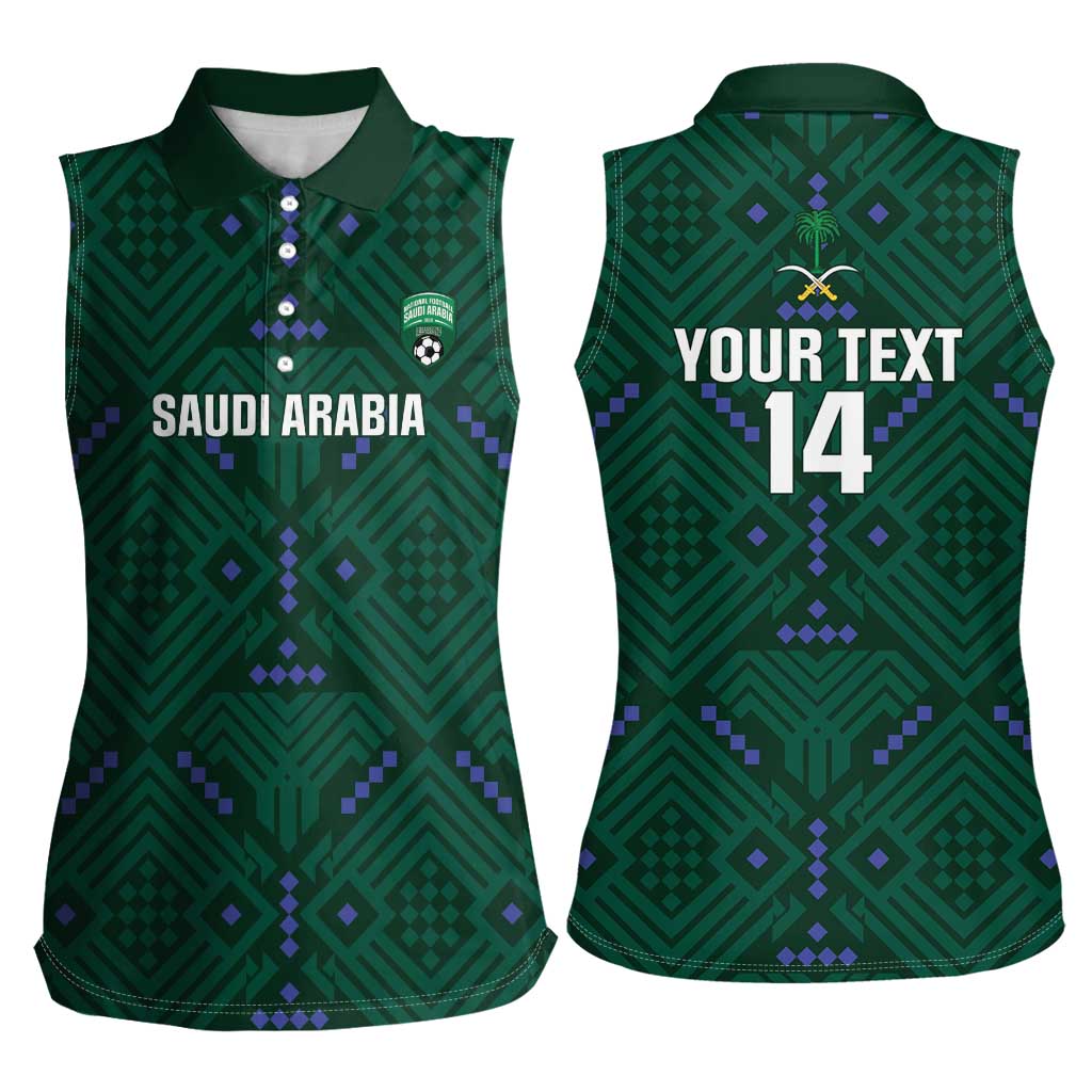 Custom Saudi Arabia Football Women Sleeveless Polo Shirt 2026 Arabian Falcons Sporty Version - Wonder Print Shop