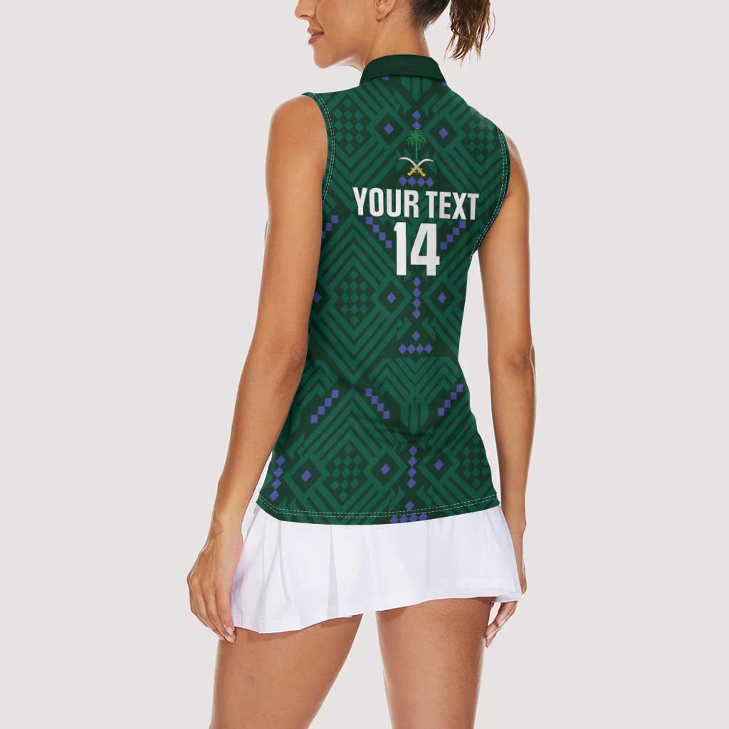 Custom Saudi Arabia Football Women Sleeveless Polo Shirt 2026 Arabian Falcons Sporty Version - Wonder Print Shop