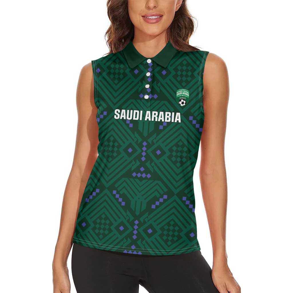 Custom Saudi Arabia Football Women Sleeveless Polo Shirt 2026 Arabian Falcons Sporty Version - Wonder Print Shop