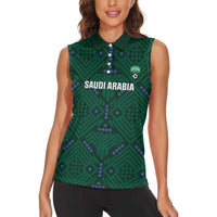 Custom Saudi Arabia Football Women Sleeveless Polo Shirt 2026 Arabian Falcons Sporty Version - Wonder Print Shop