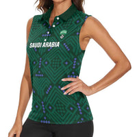 Custom Saudi Arabia Football Women Sleeveless Polo Shirt 2026 Arabian Falcons Sporty Version - Wonder Print Shop