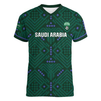 Custom Saudi Arabia Football Women V-Neck T-Shirt 2026 Arabian Falcons Sporty Version - Wonder Print Shop