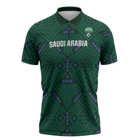 Custom Saudi Arabia Football Zipper Polo Shirt 2026 Arabian Falcons Sporty Version - Wonder Print Shop