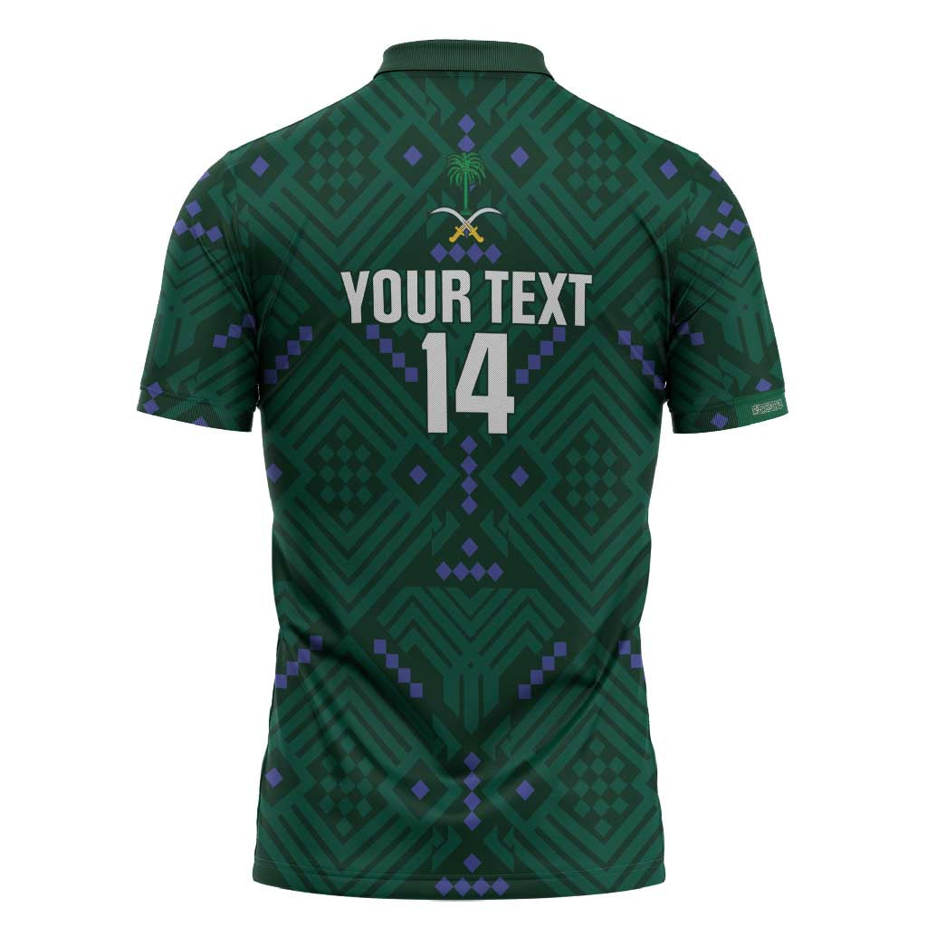Custom Saudi Arabia Football Zipper Polo Shirt 2026 Arabian Falcons Sporty Version - Wonder Print Shop