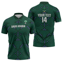Custom Saudi Arabia Football Zipper Polo Shirt 2026 Arabian Falcons Sporty Version - Wonder Print Shop