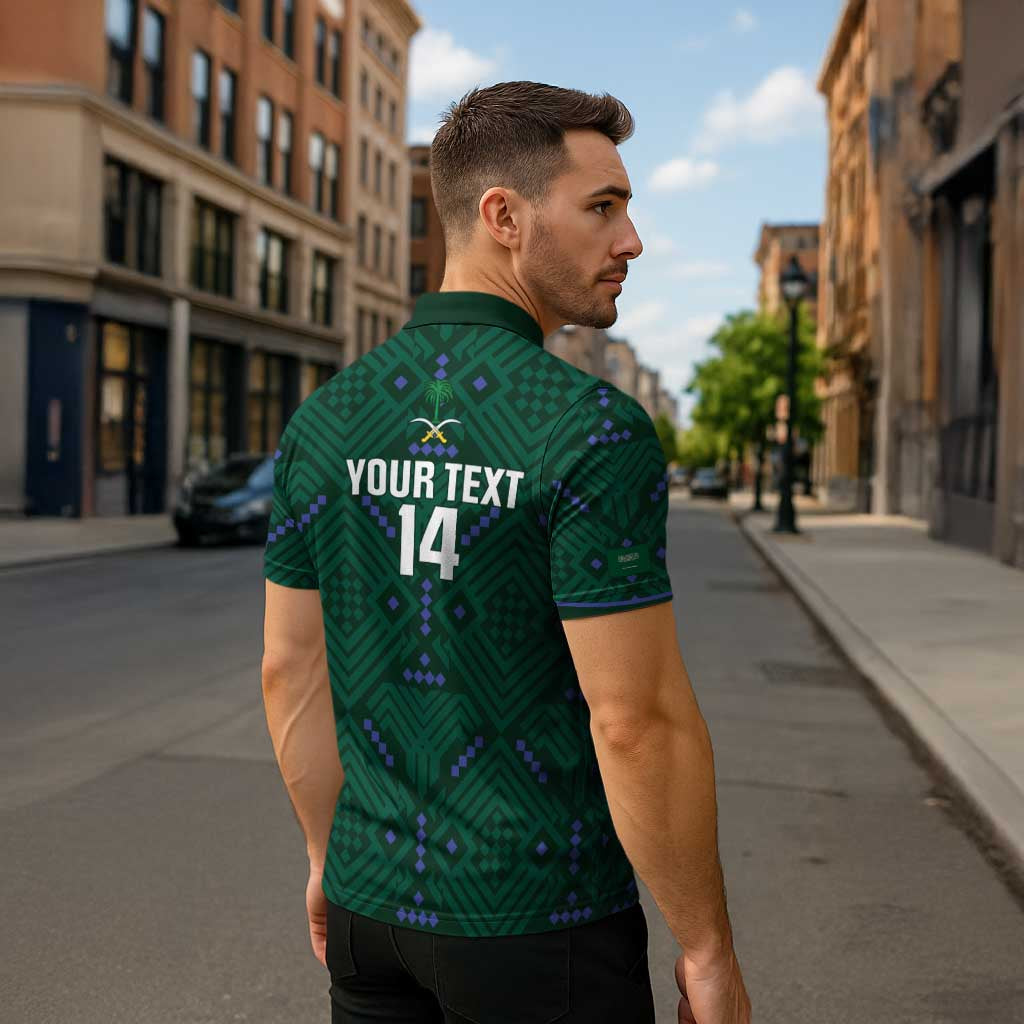 Custom Saudi Arabia Football Zipper Polo Shirt 2026 Arabian Falcons Sporty Version - Wonder Print Shop