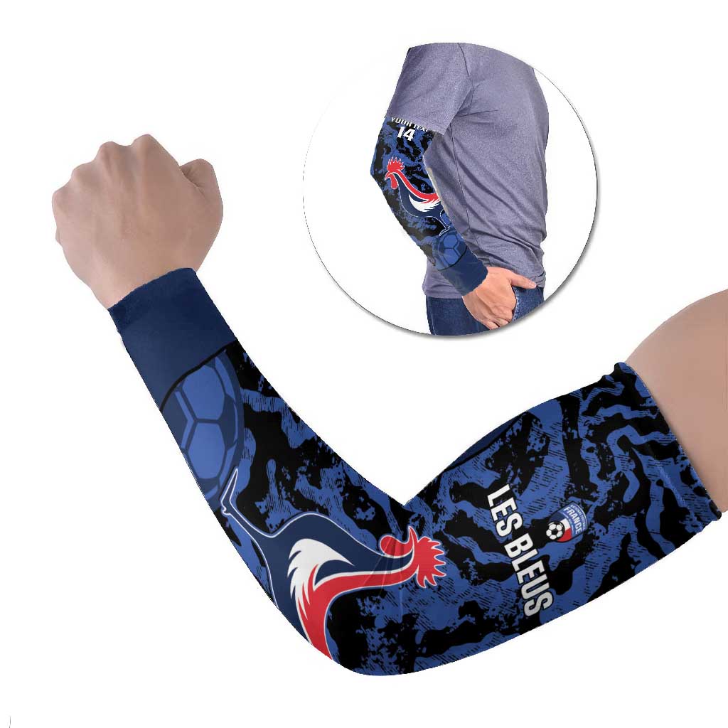 Custom France Football Arm Sleeves 2026 Allez Les Bleus Rooster Grunge - Wonder Print Shop
