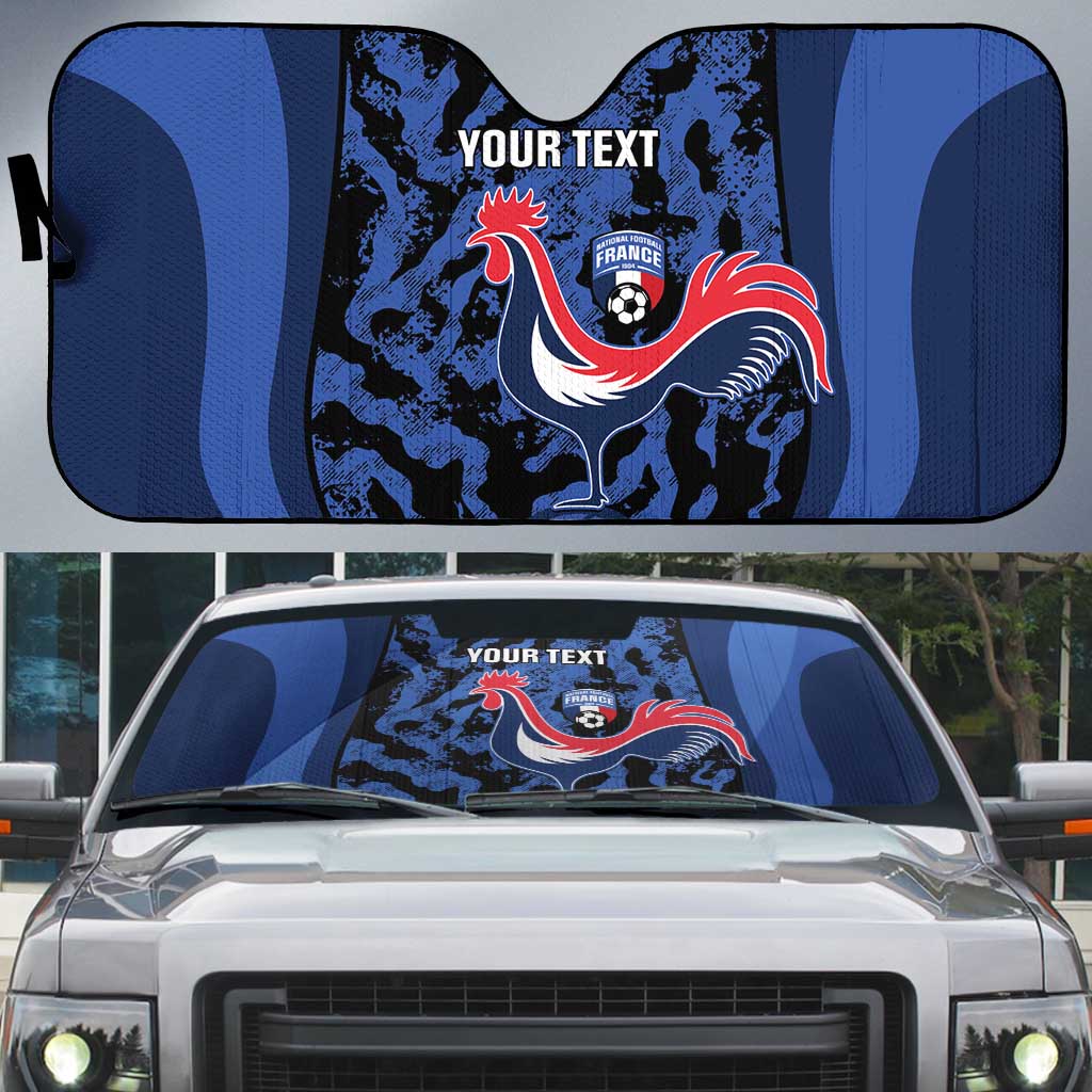 Custom France Football Auto Sun Shade 2026 Allez Les Bleus Rooster Grunge - Wonder Print Shop