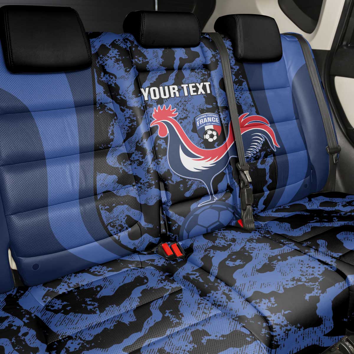 Custom France Football Back Car Seat Cover 2026 Allez Les Bleus Rooster Grunge - Wonder Print Shop