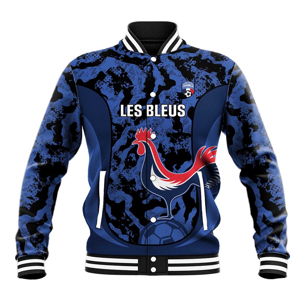 Custom France Football Baseball Jacket 2026 Allez Les Bleus Rooster Grunge - Wonder Print Shop