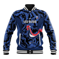 Custom France Football Baseball Jacket 2026 Allez Les Bleus Rooster Grunge - Wonder Print Shop