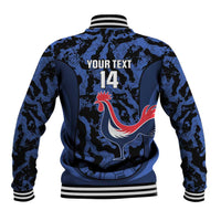 Custom France Football Baseball Jacket 2026 Allez Les Bleus Rooster Grunge - Wonder Print Shop