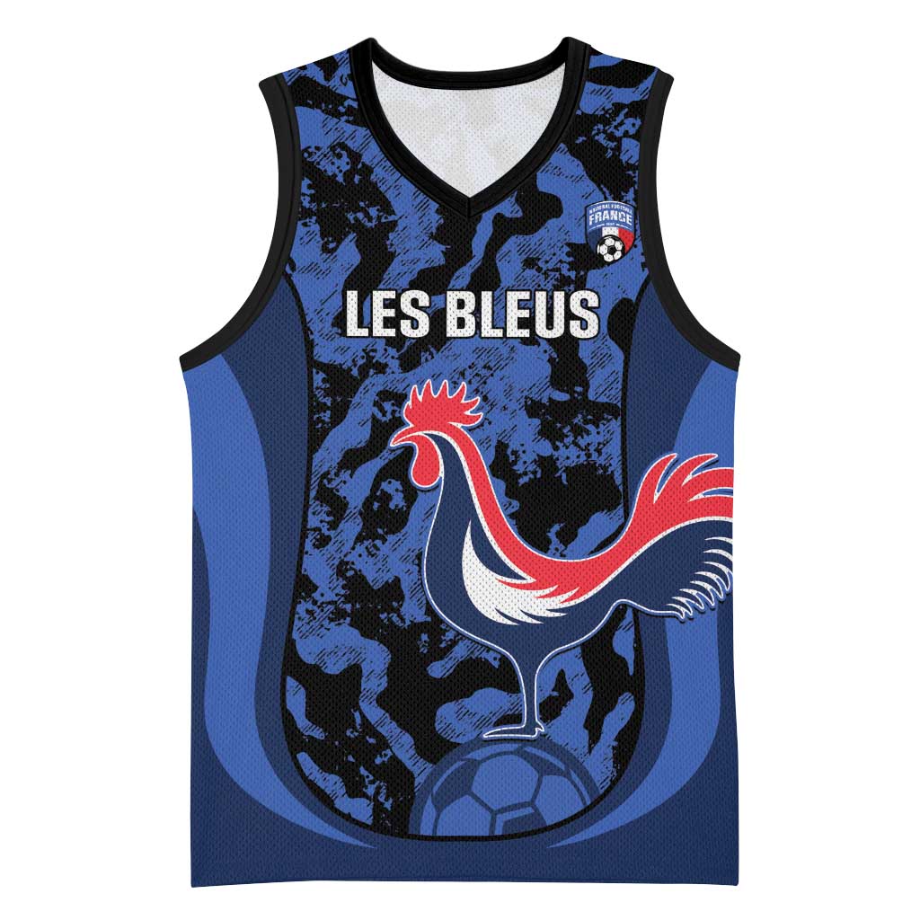 Custom France Football Basketball Jersey 2026 Allez Les Bleus Rooster Grunge - Wonder Print Shop