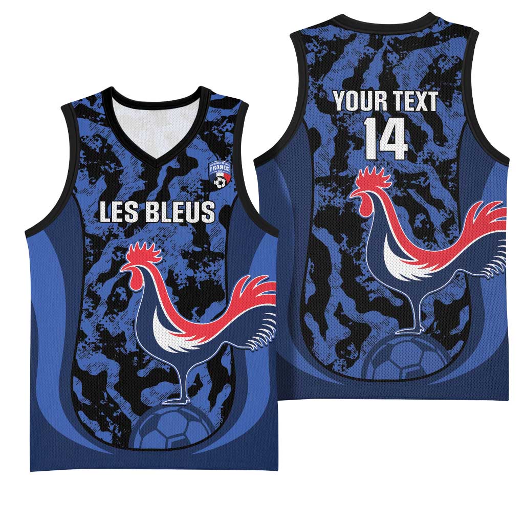 Custom France Football Basketball Jersey 2026 Allez Les Bleus Rooster Grunge - Wonder Print Shop