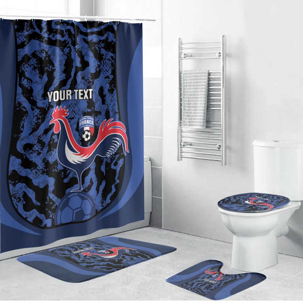 Custom France Football Bathroom Set 2026 Allez Les Bleus Rooster Grunge - Wonder Print Shop
