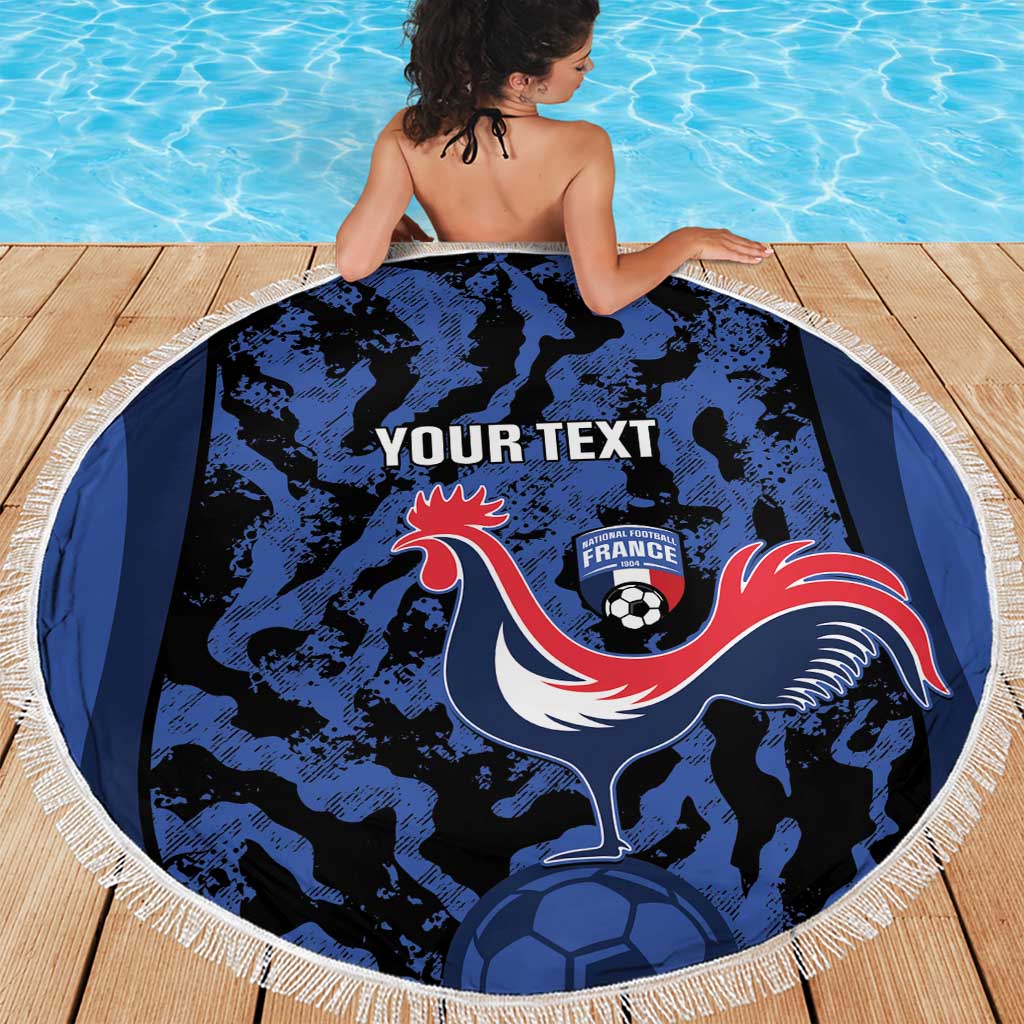 Custom France Football Beach Blanket 2026 Allez Les Bleus Rooster Grunge - Wonder Print Shop