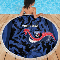 Custom France Football Beach Blanket 2026 Allez Les Bleus Rooster Grunge - Wonder Print Shop