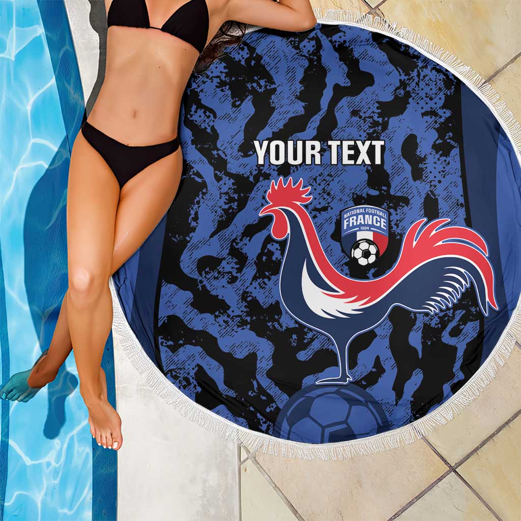 Custom France Football Beach Blanket 2026 Allez Les Bleus Rooster Grunge - Wonder Print Shop
