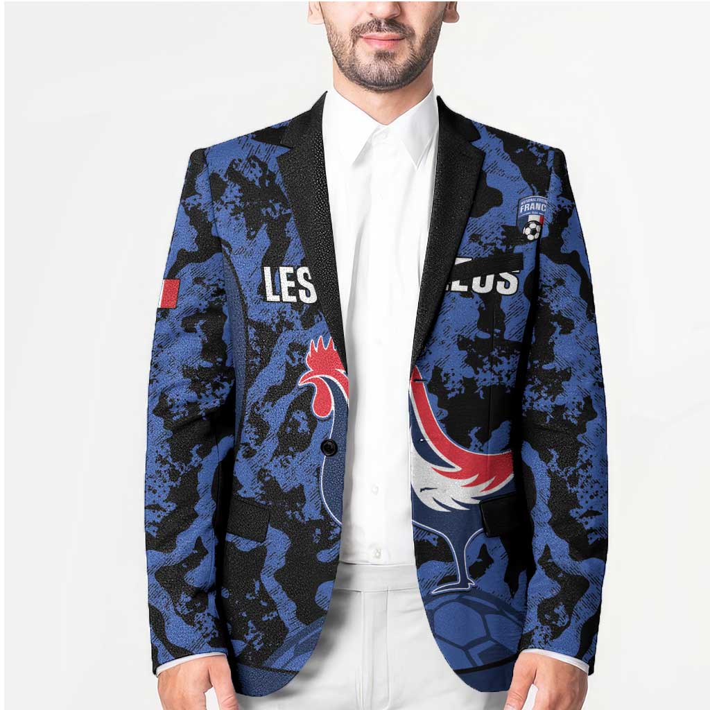 Custom France Football Blazer 2026 Allez Les Bleus Rooster Grunge - Wonder Print Shop