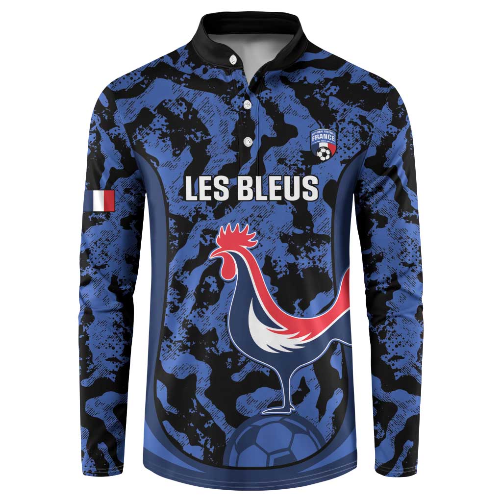 Custom France Football Button Sweatshirt 2026 Allez Les Bleus Rooster Grunge - Wonder Print Shop