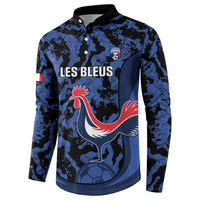 Custom France Football Button Sweatshirt 2026 Allez Les Bleus Rooster Grunge - Wonder Print Shop