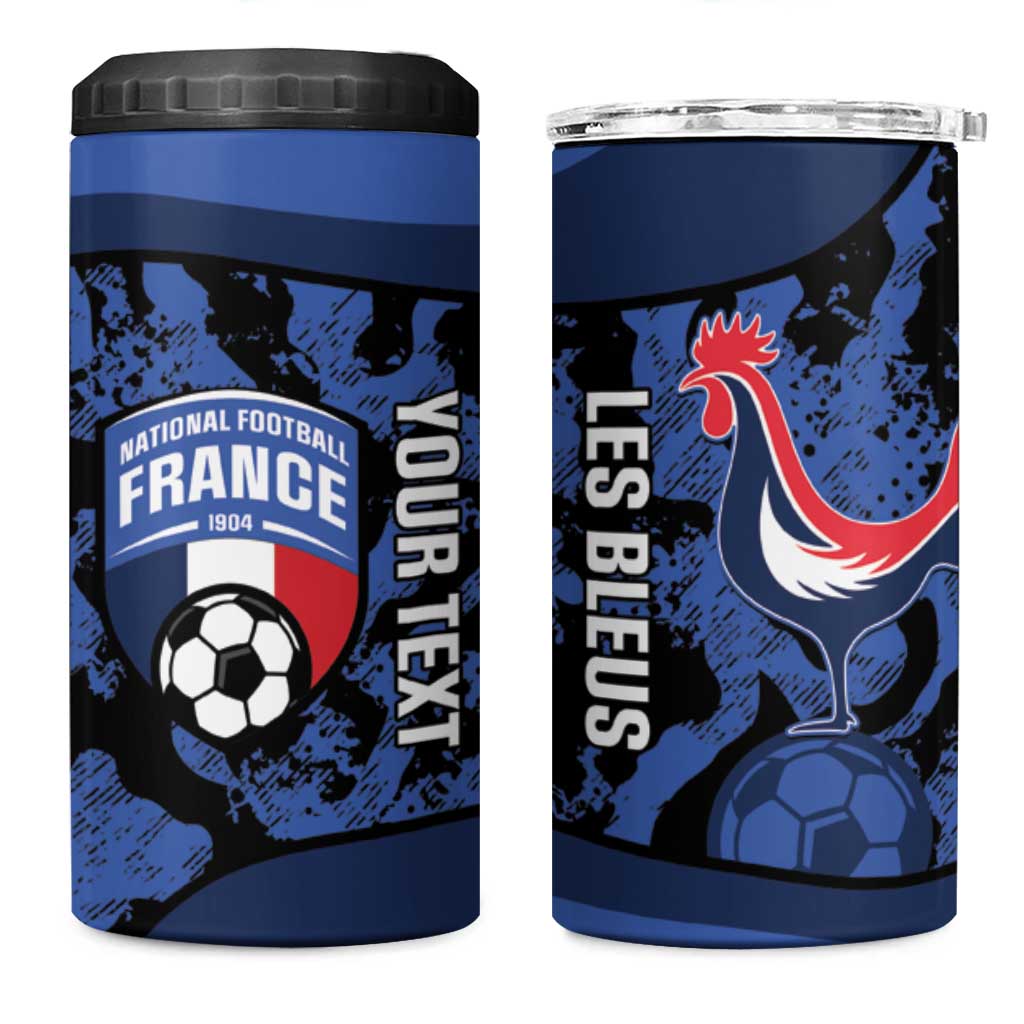 Custom France Football 4 in 1 Can Cooler Tumbler 2026 Allez Les Bleus Rooster Grunge - Wonder Print Shop