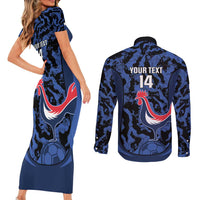 Custom France Football Couples Matching Short Sleeve Bodycon Dress and Long Sleeve Button Shirt 2026 Allez Les Bleus Rooster Grunge - Wonder Print Shop