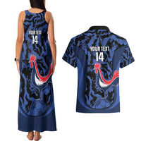 Custom France Football Couples Matching Tank Maxi Dress and Hawaiian Shirt 2026 Allez Les Bleus Rooster Grunge - Wonder Print Shop