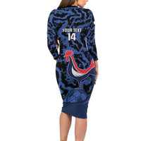 Custom France Football Family Matching Long Sleeve Bodycon Dress and Hawaiian Shirt 2026 Allez Les Bleus Rooster Grunge - Wonder Print Shop
