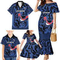Custom France Football Family Matching Mermaid Dress and Hawaiian Shirt 2026 Allez Les Bleus Rooster Grunge - Wonder Print Shop