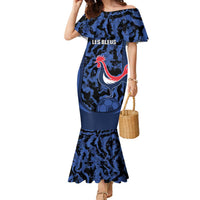 Custom France Football Family Matching Mermaid Dress and Hawaiian Shirt 2026 Allez Les Bleus Rooster Grunge - Wonder Print Shop
