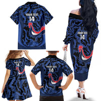 Custom France Football Family Matching Off The Shoulder Long Sleeve Dress and Hawaiian Shirt 2026 Allez Les Bleus Rooster Grunge - Wonder Print Shop