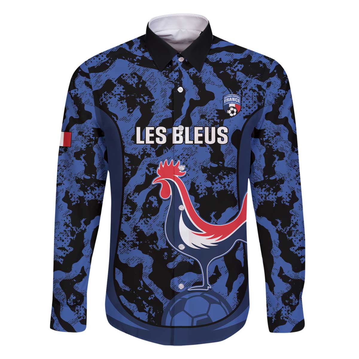 Custom France Football Family Matching Off The Shoulder Long Sleeve Dress and Hawaiian Shirt 2026 Allez Les Bleus Rooster Grunge - Wonder Print Shop