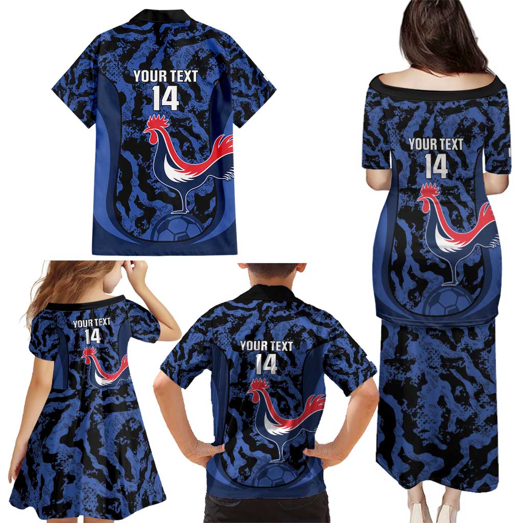 Custom France Football Family Matching Puletasi and Hawaiian Shirt 2026 Allez Les Bleus Rooster Grunge - Wonder Print Shop