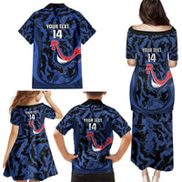 Custom France Football Family Matching Puletasi and Hawaiian Shirt 2026 Allez Les Bleus Rooster Grunge - Wonder Print Shop
