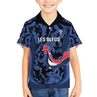 Custom France Football Family Matching Short Sleeve Bodycon Dress and Hawaiian Shirt 2026 Allez Les Bleus Rooster Grunge - Wonder Print Shop