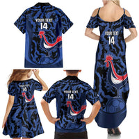 Custom France Football Family Matching Summer Maxi Dress and Hawaiian Shirt 2026 Allez Les Bleus Rooster Grunge - Wonder Print Shop