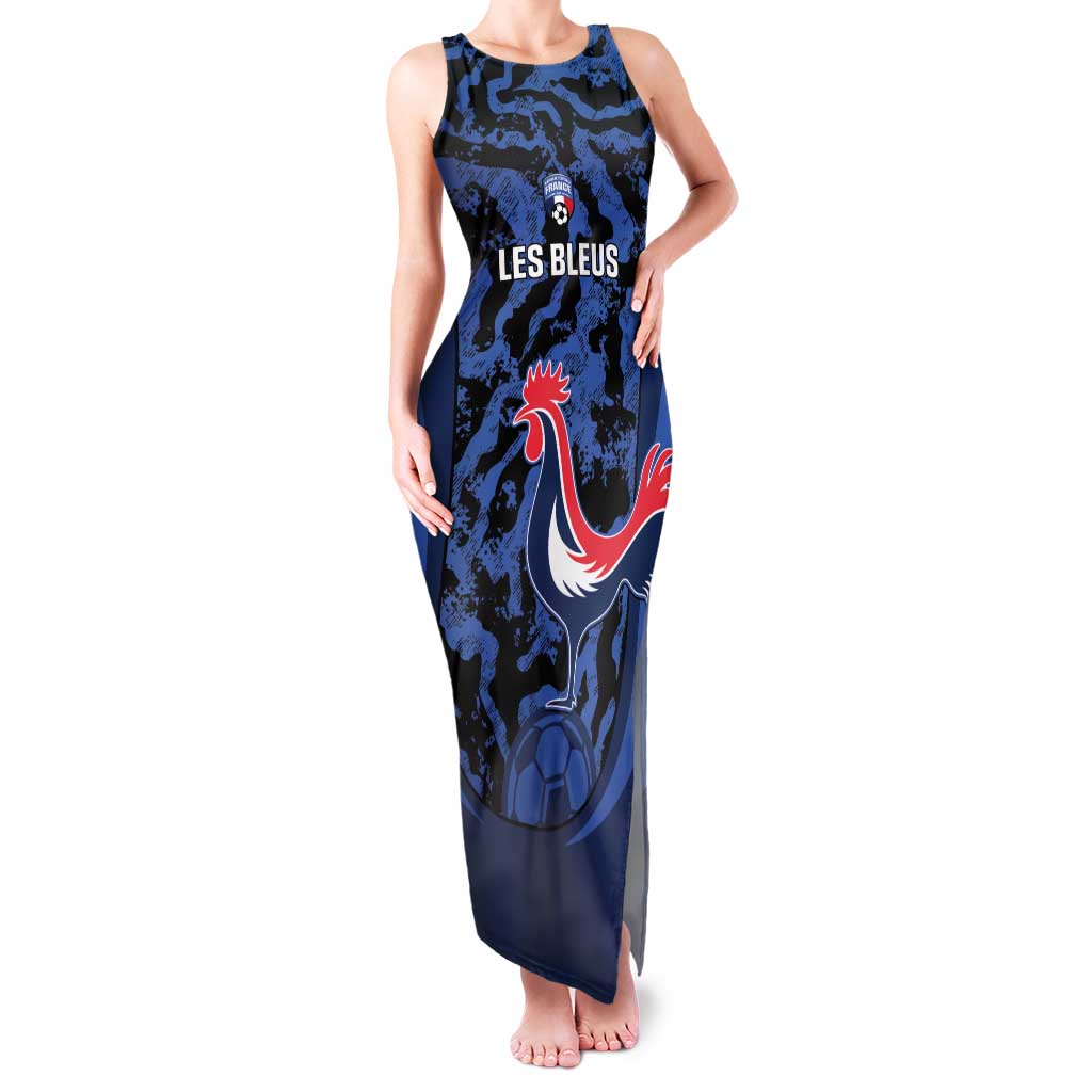 Custom France Football Family Matching Tank Maxi Dress and Hawaiian Shirt 2026 Allez Les Bleus Rooster Grunge - Wonder Print Shop