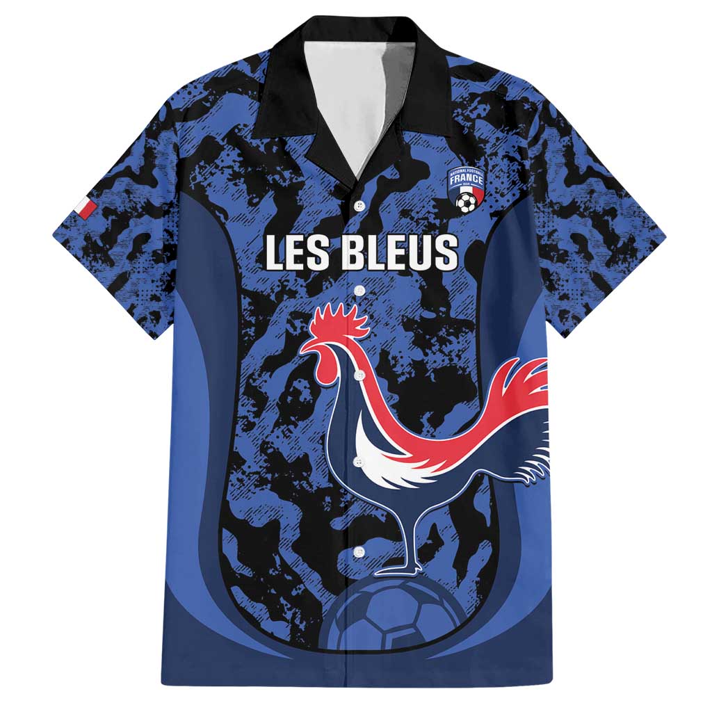 Custom France Football Hawaiian Shirt 2026 Allez Les Bleus Rooster Grunge - Wonder Print Shop