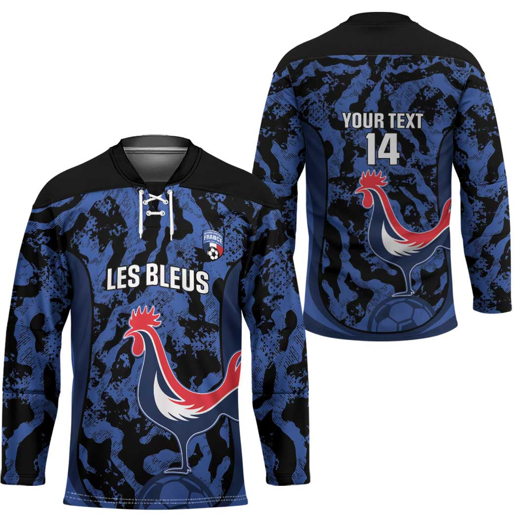 Custom France Football Hockey Jersey 2026 Allez Les Bleus Rooster Grunge - Wonder Print Shop