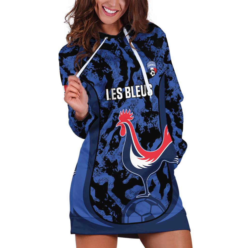 Custom France Football Hoodie Dress 2026 Allez Les Bleus Rooster Grunge - Wonder Print Shop